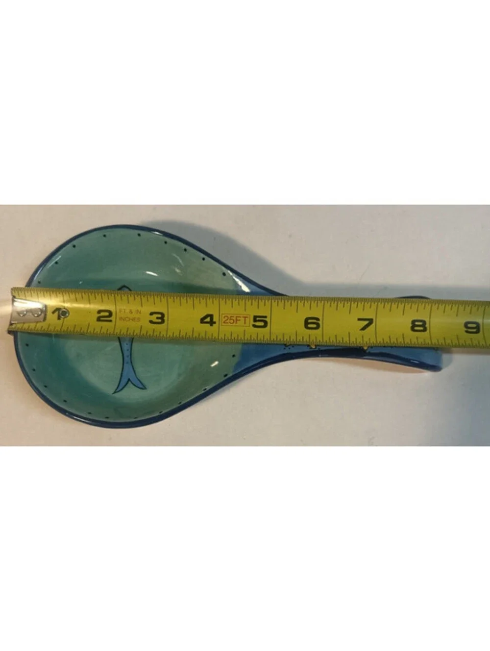 Brushes Hand Painted K.I.C.  Ocean Fish Starfish Blue /Green Tile and Spoon rest